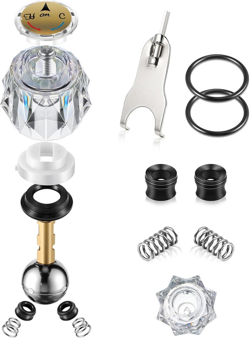 Avenuebool Acrylic Single Handle Trim Set, Complete Faucet Repair Kit Replacement Compatible with Delta 600 Series Shower Valve, Compatible with RP212 Stainless Steel Ball Valves and Clear Knob - Image 1